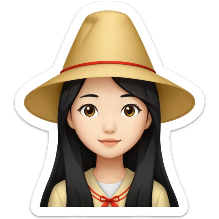 An 18-year-old Chinese girl with long black hair is celebrating her birthday. sticker