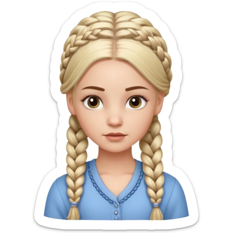 white girl with long braids hairstyle with baby hair, detailed braids, soft edges, realistic baby hair styling on forehead, clean look, keep same face, same clothes, same background sticker