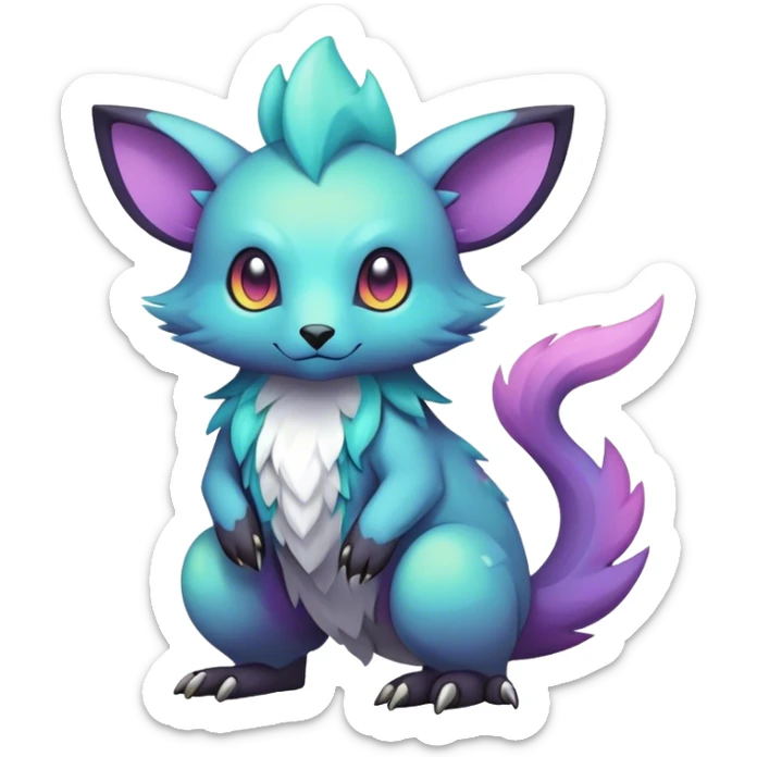 cool colorful dark pastel fantasy animal hybrid Fakemon full body sticker