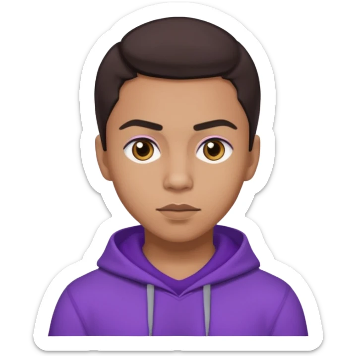 Quincy Brown with dark brown hair, light tan skin, purple outfit sticker