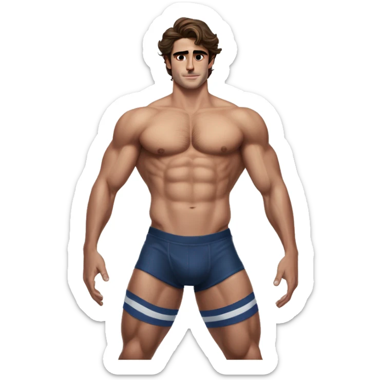 Jacob Elordi in a jock, backwards view, stretching glutes sticker