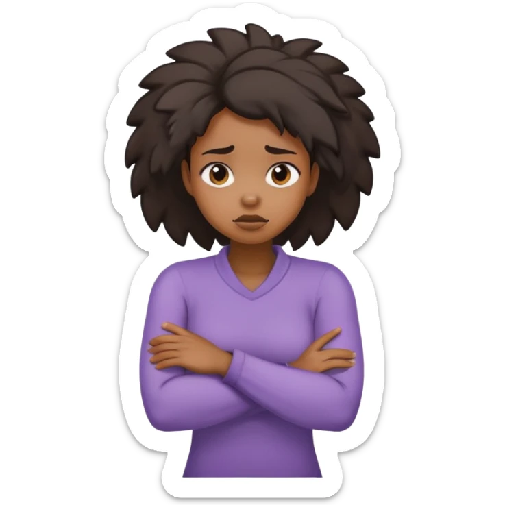 black girl arms crossed holding neck looking stressed crashing out sticker