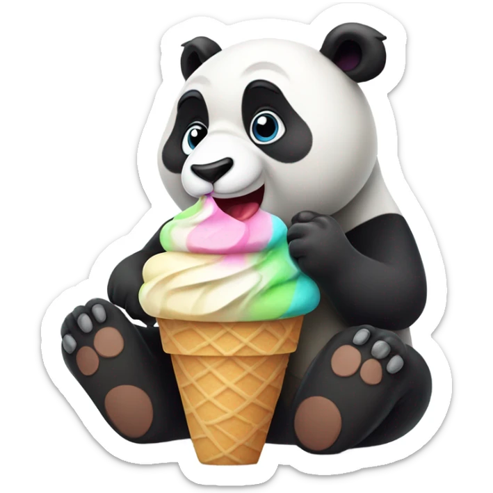 Panda eating ice cream sticker
