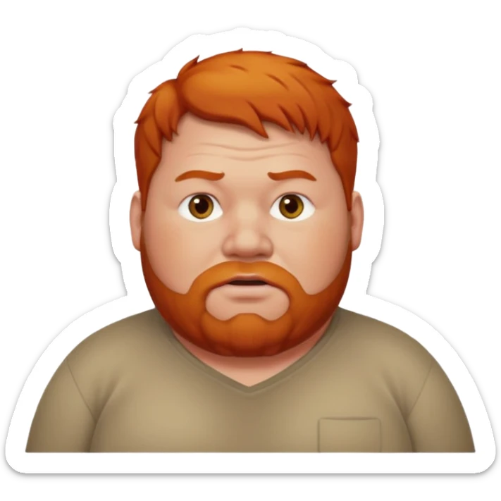 A fat man who is ginger and has a red face with no facial hair  sticker