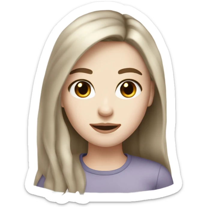 A very pretty girl with pale skin and dark brown hair  sticker