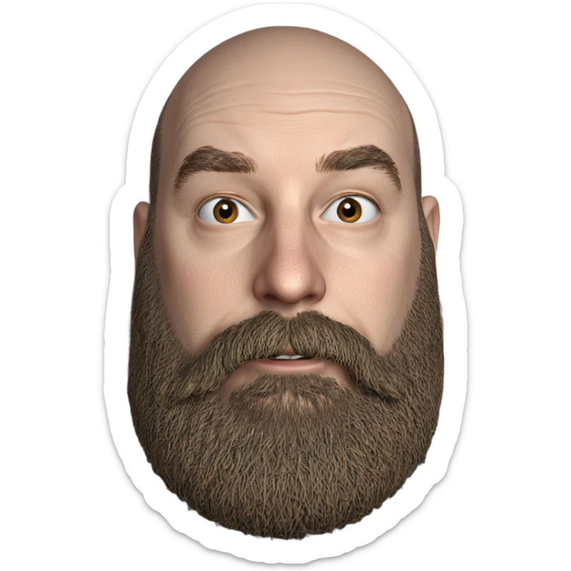 bald man with beard gazing sticker