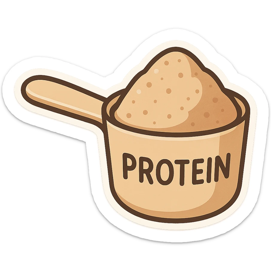 measuring spoon with protein inside sticker