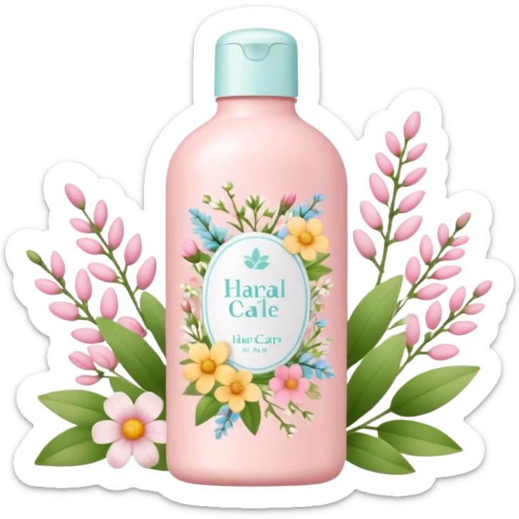 , flower)

bottle of hair care product with seasonal symbols around sticker