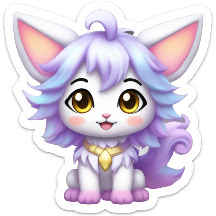 Cute Kawaii Chibi Anthro Sona Colorful Ethereal Pretty see Godly Celestial Shiny Fakemon Full Body sticker