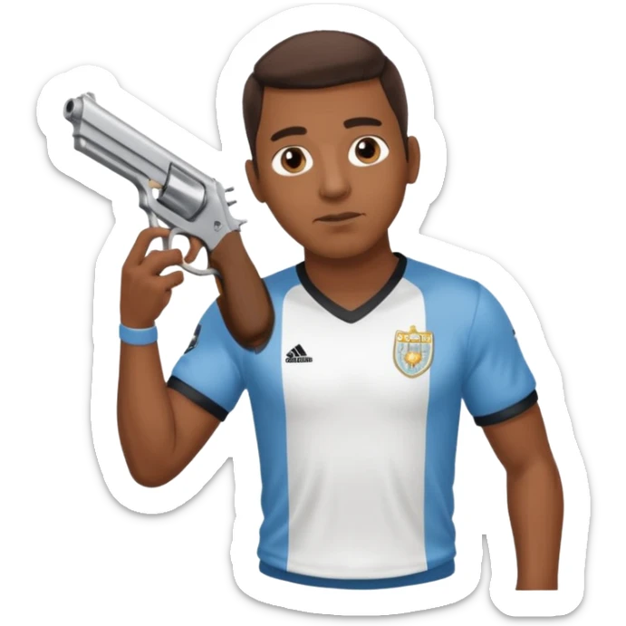haz un turro con una biszera para atras y con un arma remera argentina pero arma de fuego sticker