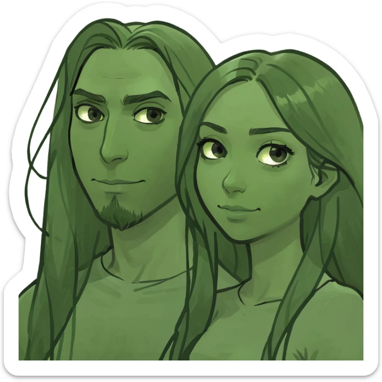 emoji ios 18 guy and girl are hugging, the girl has long beautiful hair, the guy looks respectable sticker