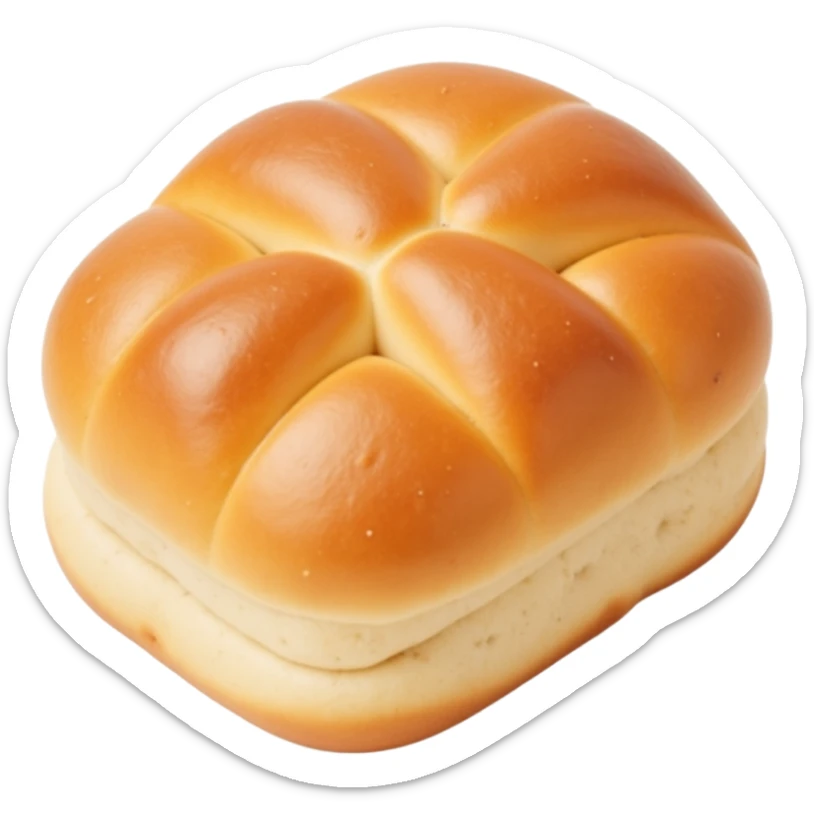 golden brown bun with shiny surface, skeuomorphism icon style sticker