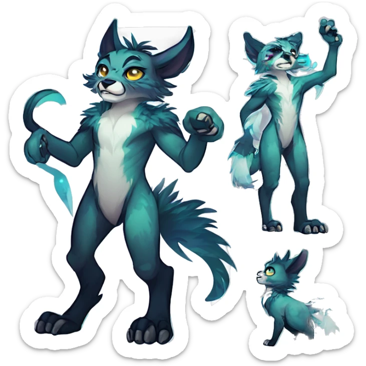 Cool cute Kawaii edgy fantasy shiny animal  fursona Fionbri vernid by griffsnuff & LiLaiRa & Falvie full body sticker
