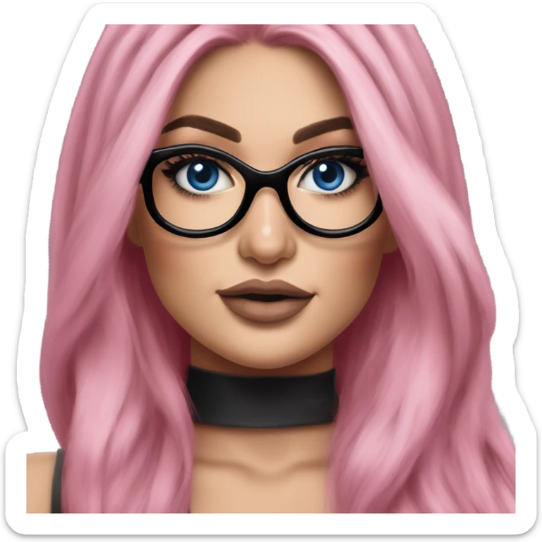 Photo Realistic kylie jenner stylish pink hair BLUE eyes and glasses elegant  sticker