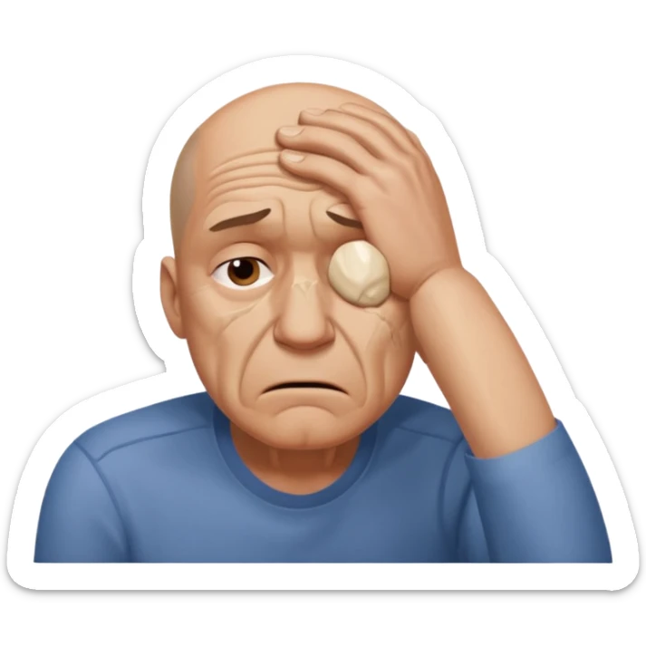 Emoji of a person 🧍‍♂️ looks down with his head and put his hand on his forehead but not just put his and make it look like he smashed that on his forehead sticker