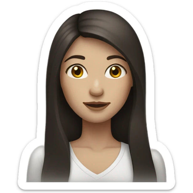 woman long dark brown hair pale skin sticker