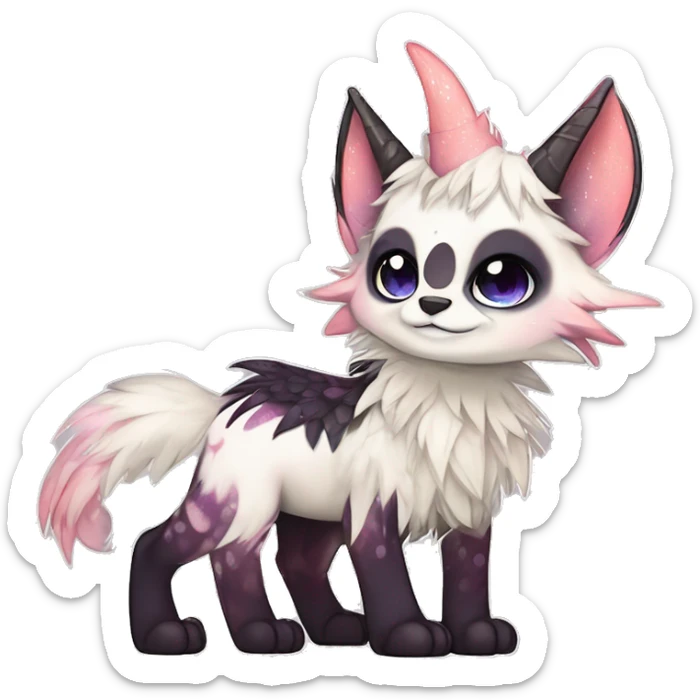 cute Kawaii edgy fantasy animal sparkle fursona Fionbri creature by griffsnuff & LiLaiRa & Falvie full body sticker