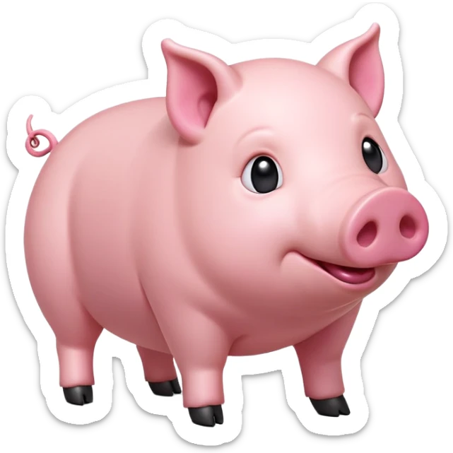cinematic-[realistic pig]-realistic-full-body-standing-emoji,-tail-flicking-lazily,-head-tilted-dramatically,-sleek-[pink]-skin,-simplified-yet-realistic-focused-features,-highly-detailed,-glowing-with-an-almost-sarcastic-glow sticker