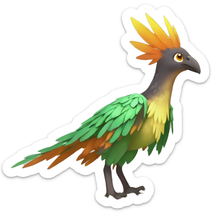 earthly muddy fresh Cool Cute Fantasy legendary jungle-bird plant-grass-type-Dendro-Phoenix-avian Fakemon full body sticker