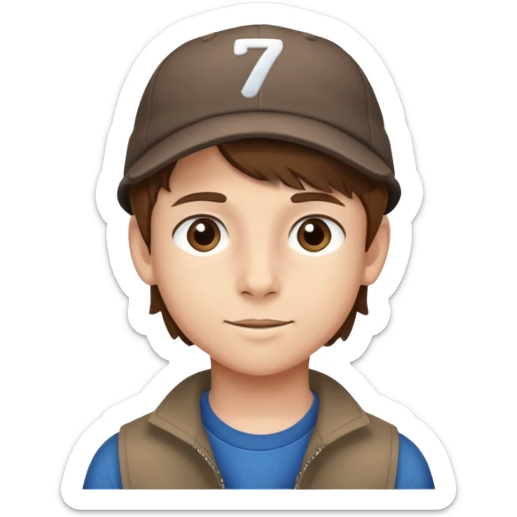 garcon de douze ans avec un coupe casquette au cheveux brun qui est blanc sticker