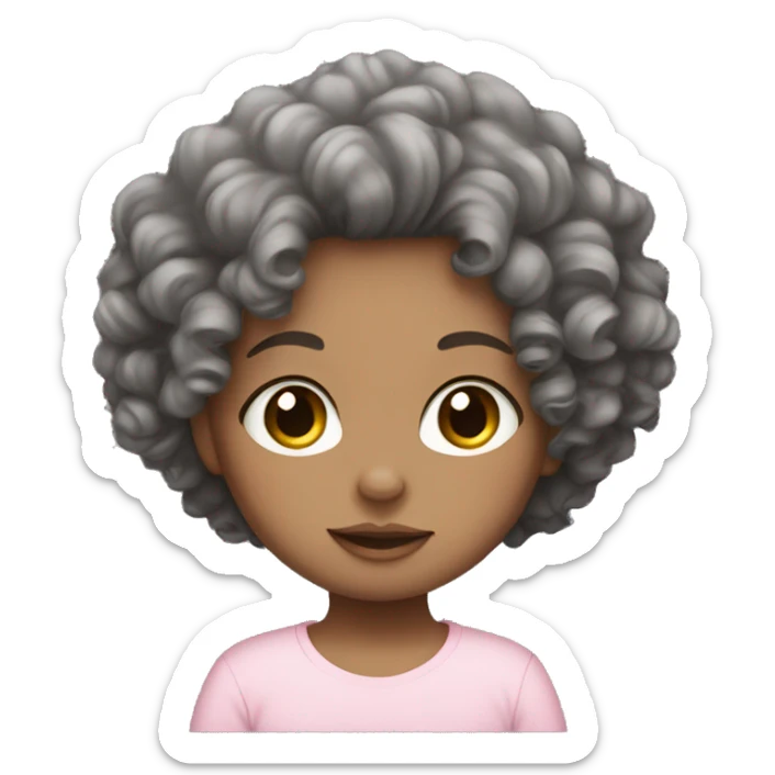 Black curly hair white girl with baby pink shirt sticker