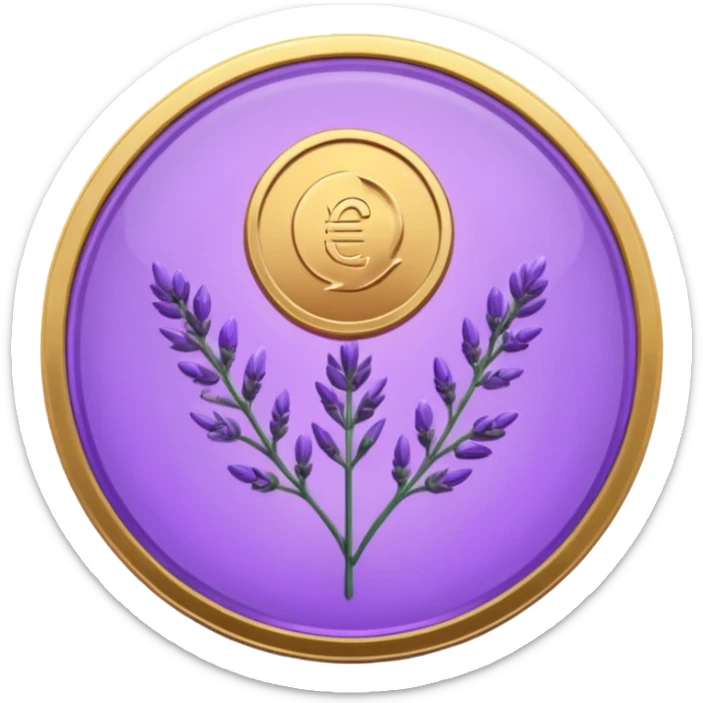 I need you to recreate this image exactly as is but make the color of the coin a ver light purple hue give me three options with different hues of purple sticker