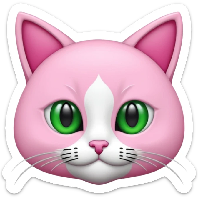 Bir siyah renkli kedi gözleri yeşil ve oturuyor boynunda tasma pembe var sticker