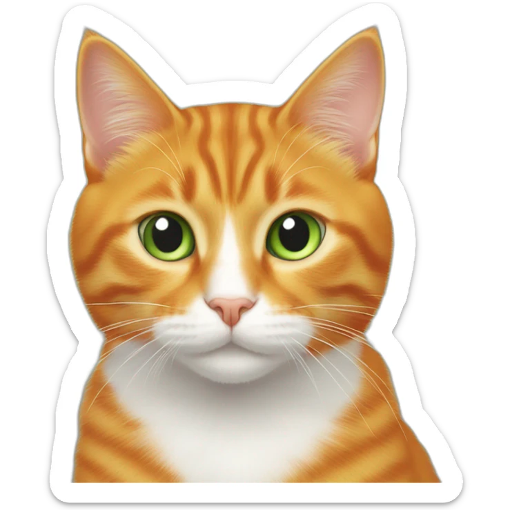 orange cat with white nose and chest next to lead cat with happy green eyes sticker