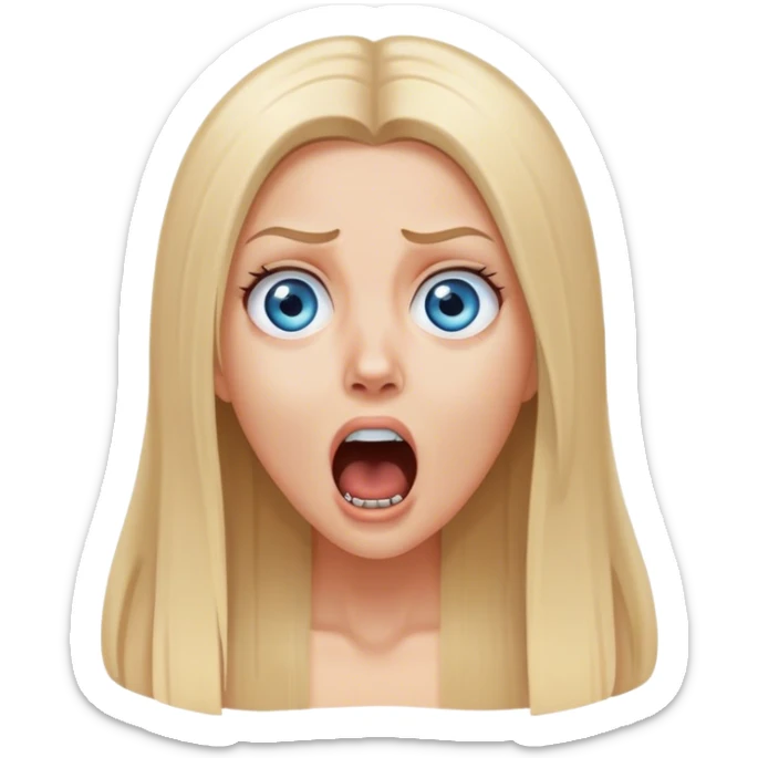 beautiful white girl with long straight blonde hair blue eyes screaming scared terrified  sticker