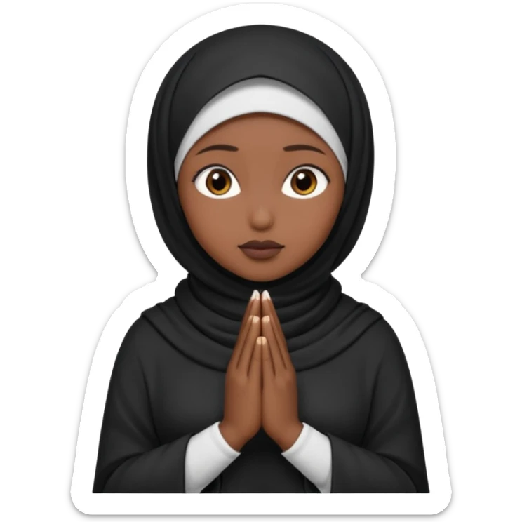 darkskin muslim black woman praying with dark hijab sticker