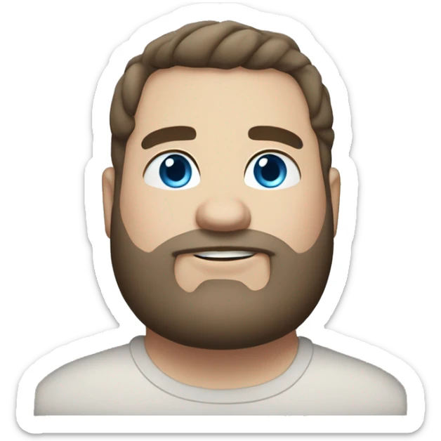 Chubby white male, straight dark brown hair, short beard, and blue eyes sticker