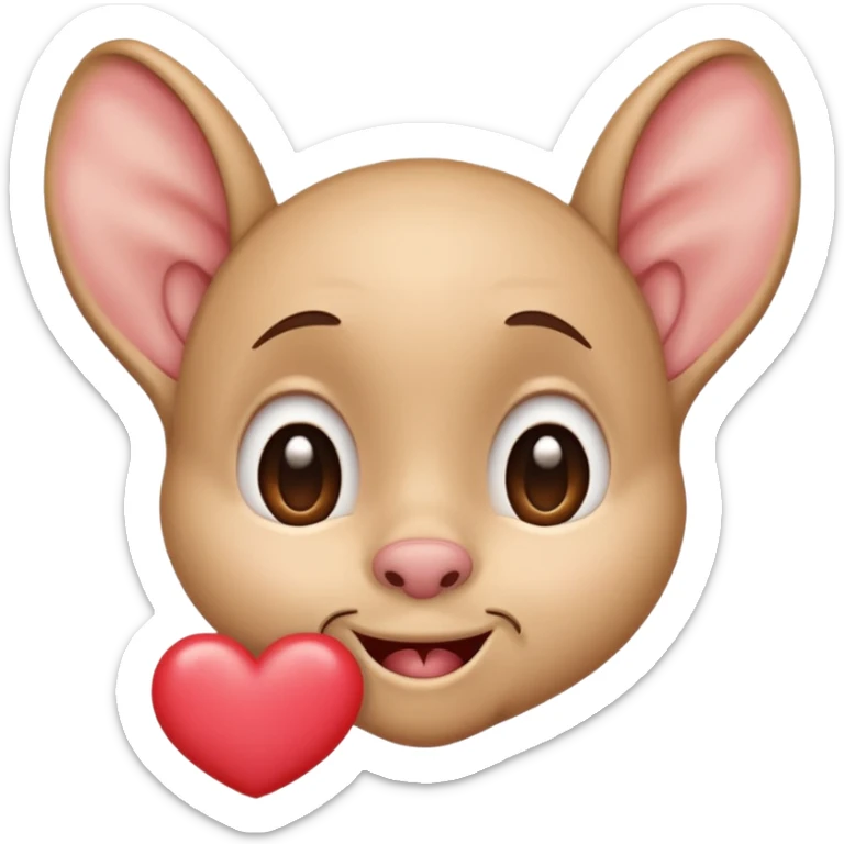 drooling face with two ears and a hand making the 'I love you' sign sticker