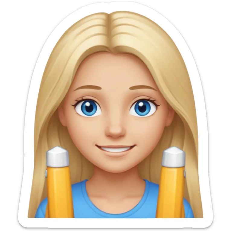 Responsibility for one's decisions and determination in the image of a smiling girl with long blond hair and she has blue eyes sticker