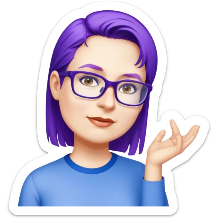 female, wearing blue shirt sticker