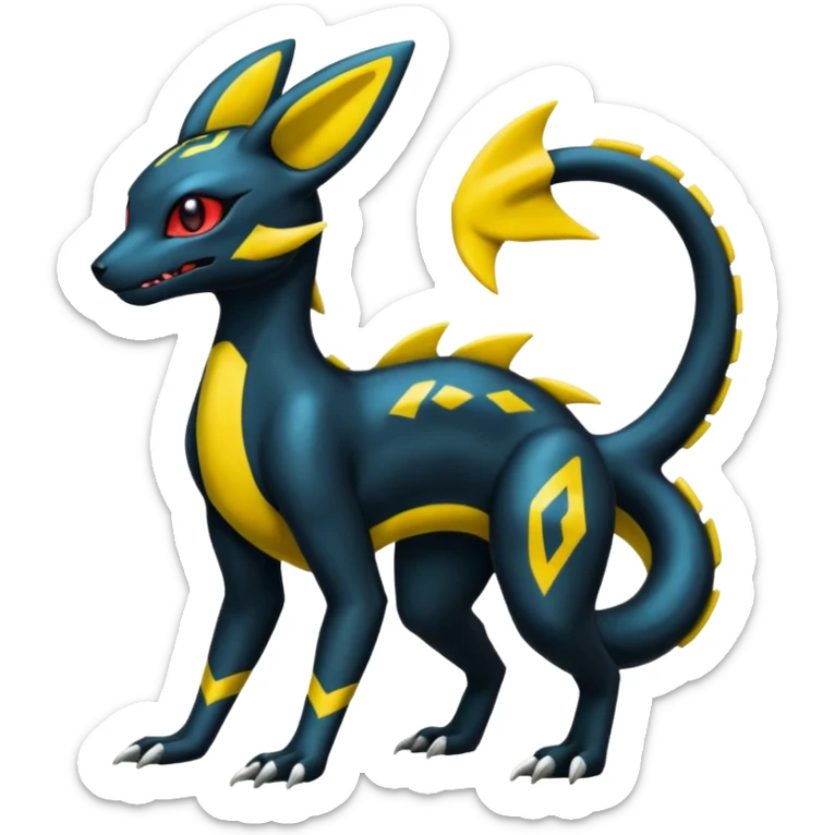 Umbreon-Salandit-Electrike-Zeraora-Fakémon-hybrid-creature (full body)  sticker