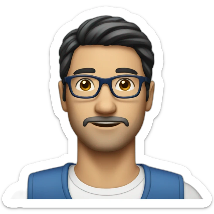 white-40-year-old-man-with-black-hair-parted-in-the-middle-blue-glasses-no-beard-no-moustache sticker