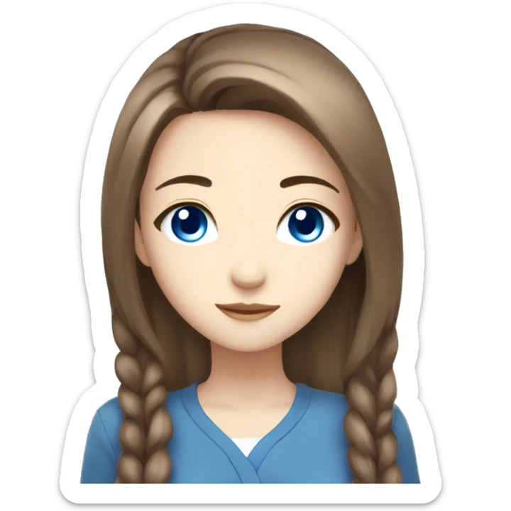 Beautiful anime girl with white streaks in brown hair and blue eyes sticker