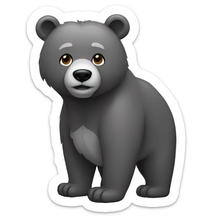 black and grey bear full body sticker