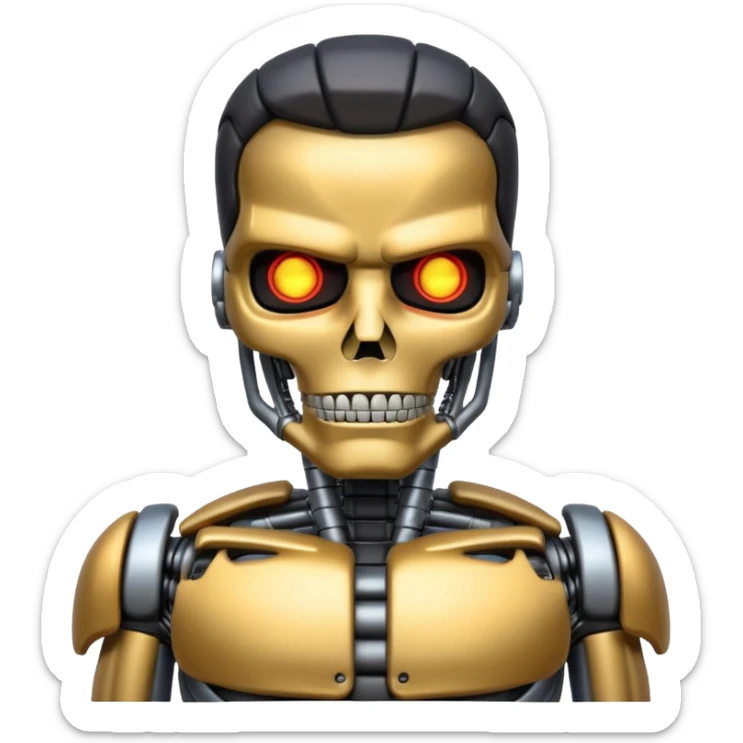 Creates an emoji with the image of the state of Arnold Schwarzenegger from the Terminator sticker