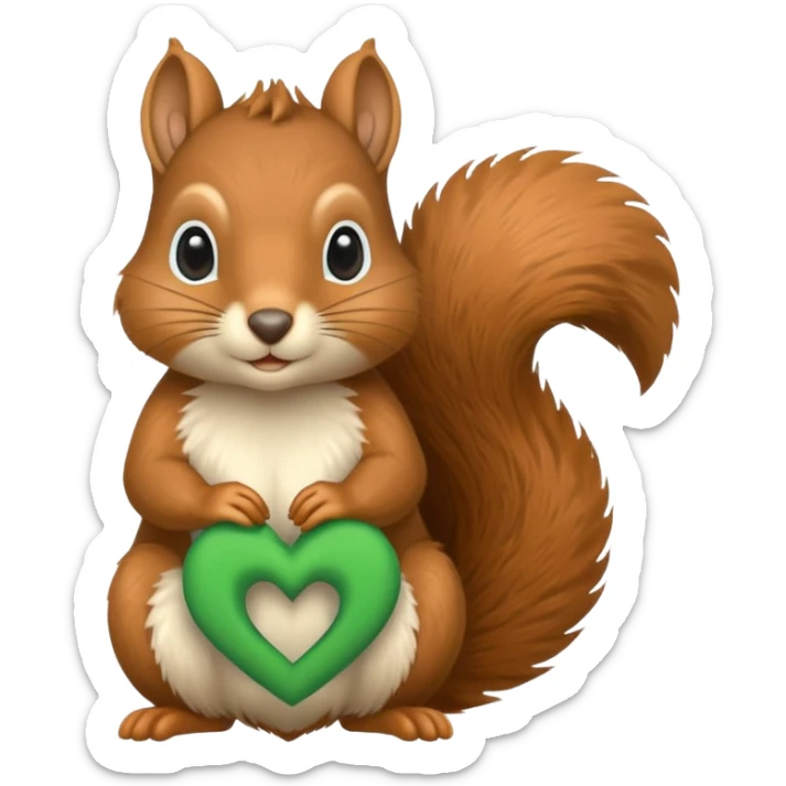 Squirrel in a heart with a green mental Health Awearness ribbon sticker