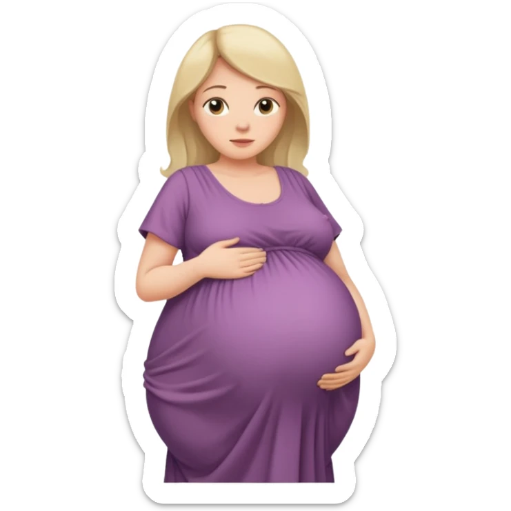 very heavily pregnant overdue lady with large belly  sticker