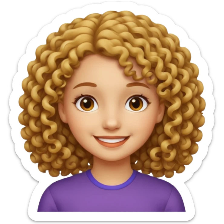 A girl with medium-length, curly hair that is not too voluminous.  sticker
