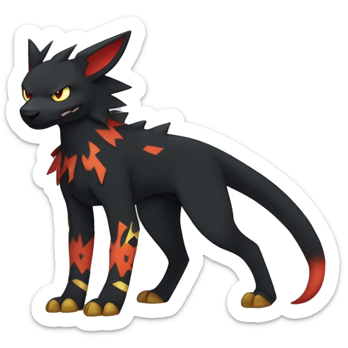 Cool Edgy Litten-Houndoom-Luxray Fakémon Digimon with Edgy markings, full body, outlined sticker