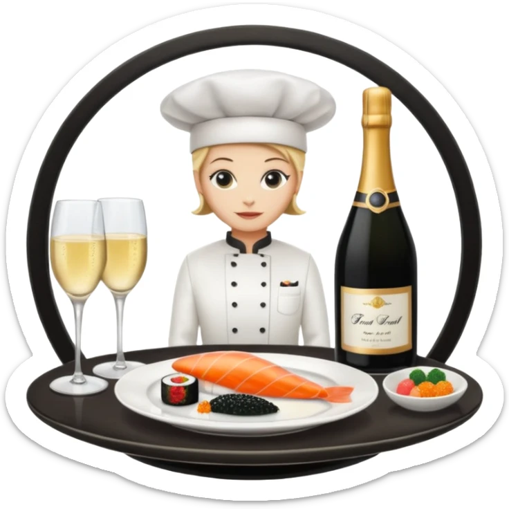 Set of 10 emojis for a luxury catering, food , wines and sparkling, chef, waiter sticker