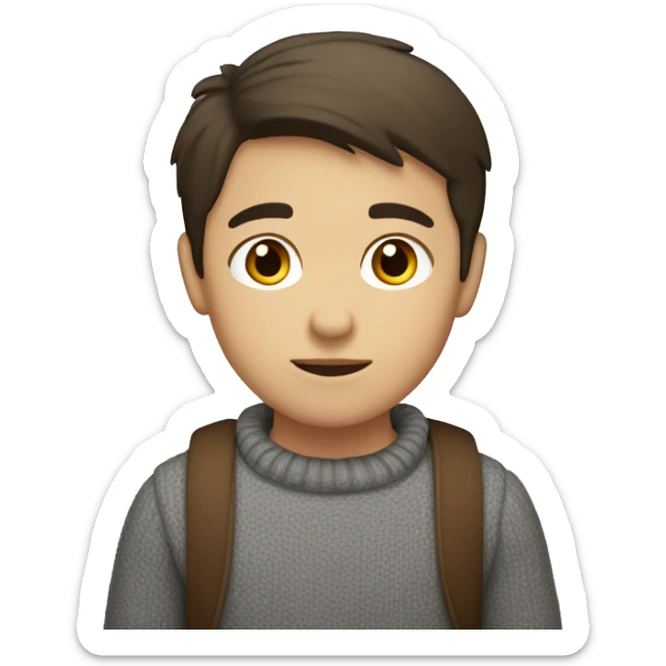 winter, christmas, hispanic, short brown hair, boy, brown eyes, child, full body, grey sweater sticker