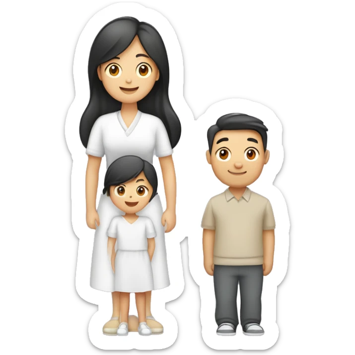 familia de cuatro papa mama hijo e hija, papá gordo cabello chino, mamá cabello güero lasio, hijo mayor cabello lasio hija menor cabello chino sticker