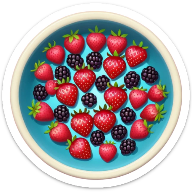 bowl solo de frutos rojos: fresas, moras, frambuesas. con vista desde arriba sticker