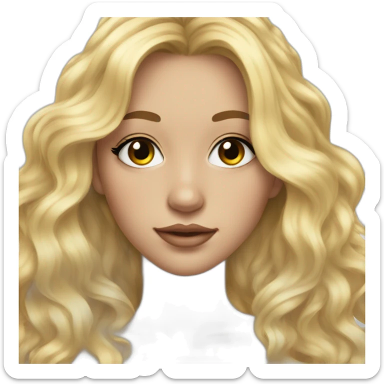 teenage girl with long wavy blonde hair and thick black lashes  sticker