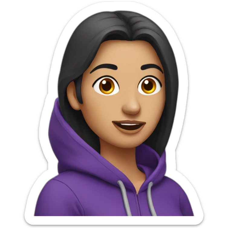 Armenian Woman  with purple hoodie and with a snake tongue sticker