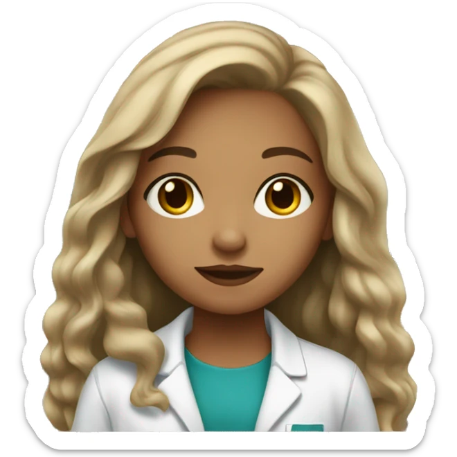 Light skin young girl with long hair working in a pharmacy sticker